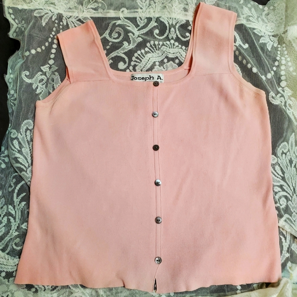 Joseph A Blush Pink Button-Down Tank Top